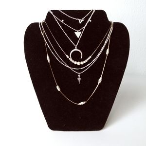 Minimalist Silver Tone Women's Necklaces Bundle Of 4